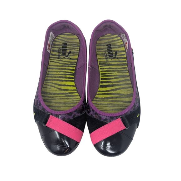 Puma Ballet Flats Puma Sport Lifestyle Bixley Animal Print Shoes Black Size 9 - Picture 2 of 13